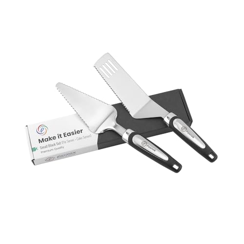 Pie Server Spatula and Cake Cutter Slicer, Stainless Steel Set - Kitchen Essentials for Cutting & Serving Desserts, Brownies, Lasagna (Black, 10 inches) - color: Black, size: 10 inches