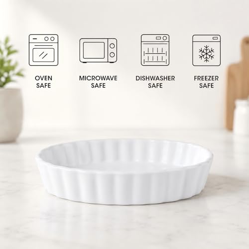 Creme Brulee Ramekins, 4 Pack Porcelain Mini Baking Dishes, 5.2 Inch