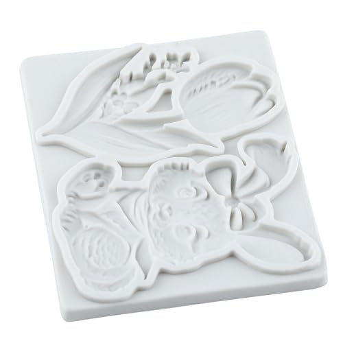 Easter Bunny Rabbit Fondant Molds Tulip Flower Silicone Mold