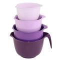 Glad Mixing Bowls with Pour Spout, Set of 4 - Nesting Plastic Bowls (1.2qt, 1.9qt, 2.8qt, and 3qt with Handle) - Non Slip Base, Dishwasher Safe Kitchen Cooking and Baking Supplies, Purple - color: 4pc Purple, size: 4 count