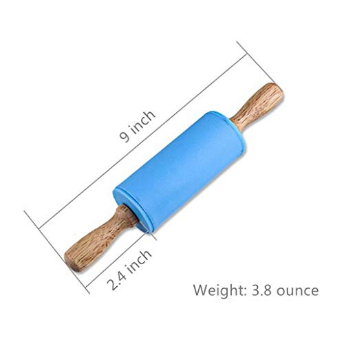 Small Wooden Handle Rolling Pin for Kids - Non-Stick Silicone Rodillo for Reposteria & Masa