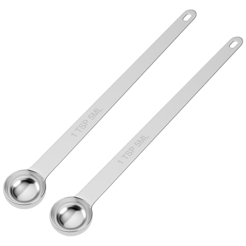 2PCS 1TSP(5ml) Extra Long Handle Measuring Spoon, 18/8 Stainless Steel - size: 1tsp|5ml