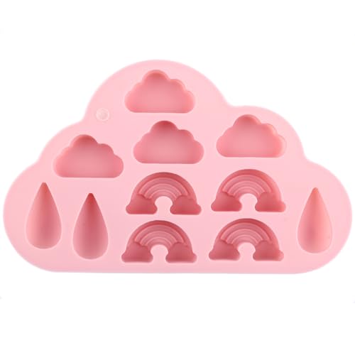 11 Cavity Rainbow Cloud Raindrop Silicone Candy Molds - color: Style D