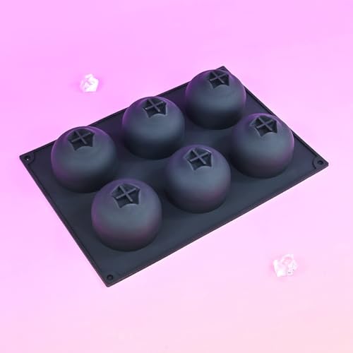 mostsom Blueberry Silicone Mold, 6-Cavity Shape Mousse Cake Molds, 3D Fruit Ice Cream Candy Molds, Non-Stick Sphere Silicone Molds for Chocolate French Fruit Cake Decoration (D_ Blueberry)