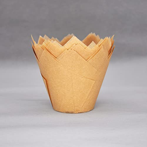 QLSmypkg Extra Large Jumbo Muffin Greaseproof paper Baking cupcake cups, 2-1/4" x 3-3/4" Natural Tulip Baking Cup Case of 125 pcs (Extra Large) (125) - color: Natural 1