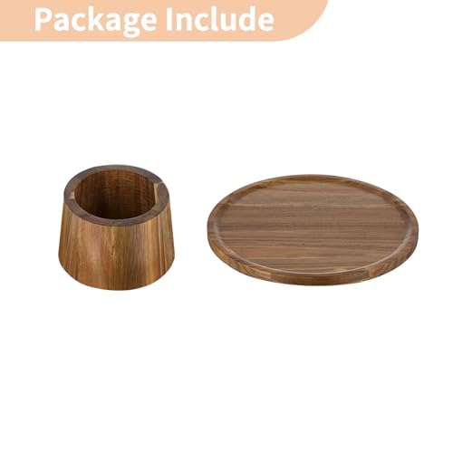 NUPTIO Wooden Cake Stand, Acacia Wood Small Cupcake Holder, 7.6 Inch - size: 7.6" Diameter