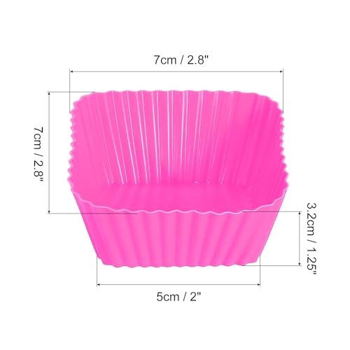 uxcell 18Pcs Silicone Cupcake Baking Cups, Silicone Muffins Liners Non-Stick Square Baking Cups, for Cooking Eggs Baking Muffins and Make a Cake(Rose Red) - color: Rose Red