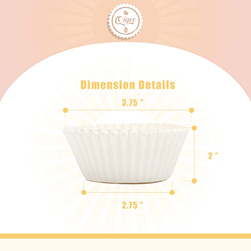 qiqee White Cupcake Liners, 300 Count, Jumbo Size - color: White, size: Large Size/300Packs