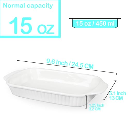 Ceramic Au Gratin Dishes, 8 x 5 Small Baking Dish with Handles, Set of 4, 15 Oz Individual Casserole Dishes, Casserole Pans for Lasagna, Pie, Roasting, Kitchen & Home, Oven Microwave Safe - color: Stripes, size: 8"(L) x 5.1"(W) x 1.25"(D) Inch / 15.3 oz