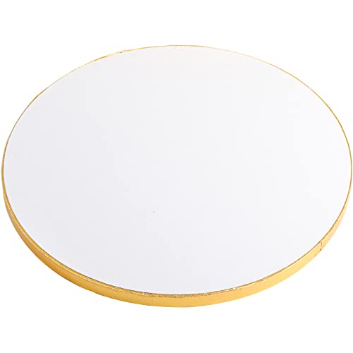 8-Pack Cake Board Drum 12 Inch, 1/2" Thick Gold Foil Round Cake Circles, Sturdy Greaseproof Corrugated Cardboard Base for Heavy or Multi-Layer Cakes, Pastry, Display, Smooth Fully Wrapped Edges