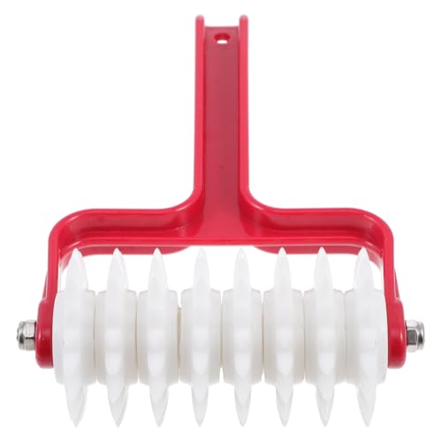GALPADA Pizza Dough Red Plastic Stainless Steel Hand Roller Tool