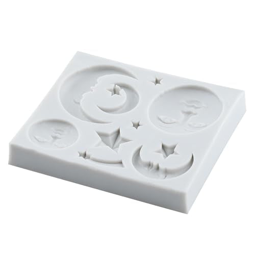 Sun Moon Face Silicone Molds Sun and Moon Face Star Fondant Mold - color: Style E