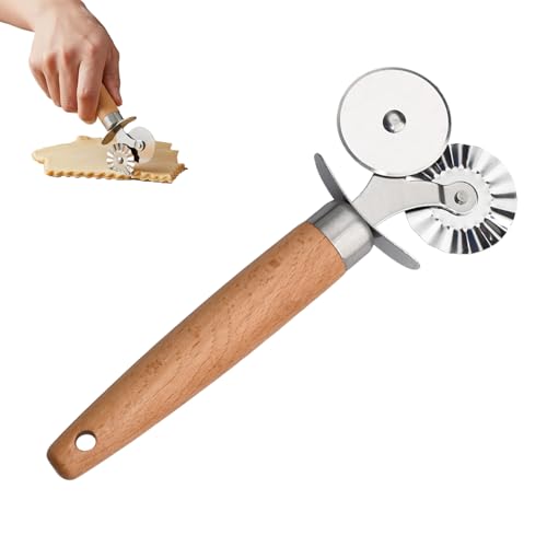 Pasta Cutter Wheel,Double-Wheel Grooved Pastry Cutter