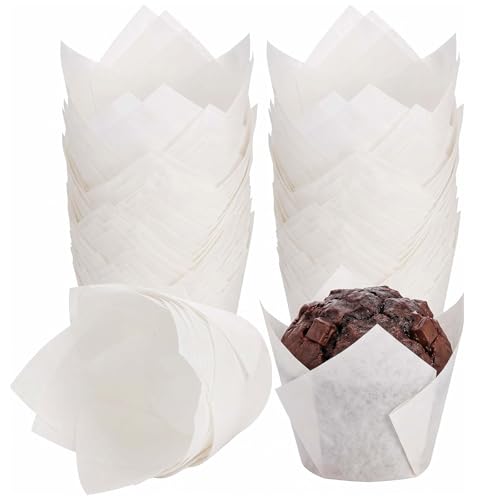200 Pcs White Tulip Cupcake Liners for Baking, Standard Size - color: White
