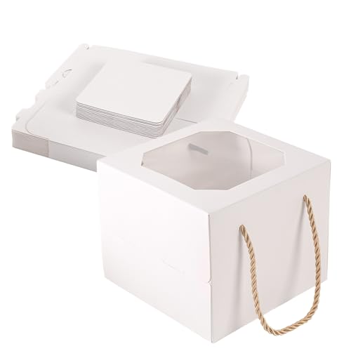 30 pcs 6x6x5 Inch Small Cake Box with Window, 6 inch cake box,Bakery Pastry Cookie Boxes,disposable cake containers, Mini Pie for Pastry,Dessert,Strawberries,Chocolates, Cupcakes