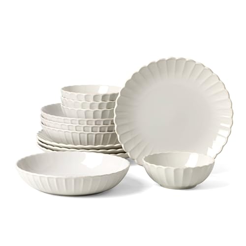 Lenox French Perle Scallop White Dinnerware Plate and Bowl Set, 12-Piece - color: White, style: 12-Piece Dinnerware Set (Bowls)