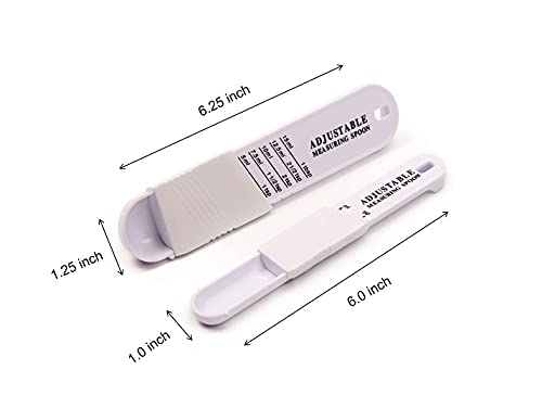 2-Piece Premium WinAimer Kitchen Adjustable Teaspoon And Tablespoon Set, Plastic, Measuring Spoon for Baking, Cooking Powder, Dry and Liquid Ingredient (White)