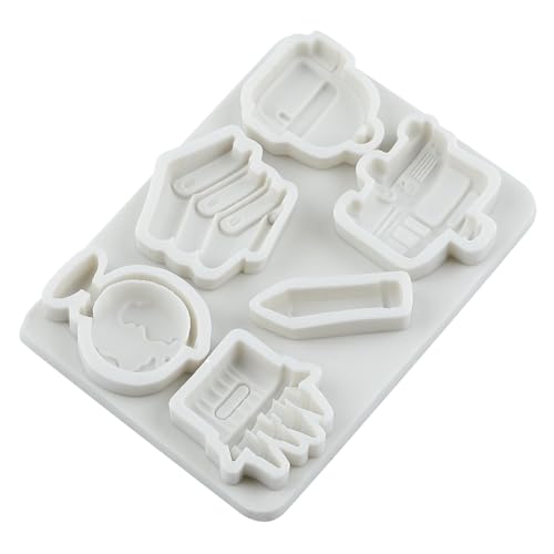 School Bus Schoolbag Fondant Mold Book Globe Pen Silicone Molds - color: Style H