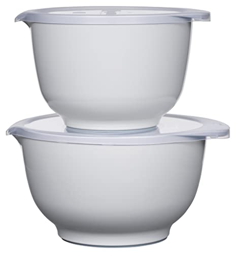 Rosti Margrethe Mixing Bowl Set with Lids, 2L/3L, White - color: White-Bowl/2