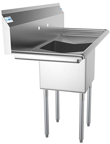 KoolMore 1 Compartment Stainless Steel NSF Commercial Kitchen Prep & Utility Sink with 2 Drainboards - Bowl Size 15" x 15" x 12", Silver - size: 2 Drainboards