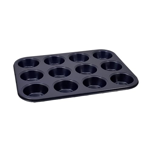 Zyliss E980200 Non-Stick 12 Hole Muffin Tin | Carbon Steel | Dark Blue | Baking Tins/Yorkshire Puddings/Mini Cake/Small Cakes | Dishwasher Safe | 5 Year Guarantee - style: 12 Hole Muffin Tin