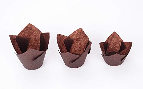 GOLDEN APPLE, 200 Pcs Tulip Cupcake Liner Baking Cup Muffin Tins Cups for Weddings, Birthdays, Baby Showers (Small, Brown) - color: Brown, size: Small