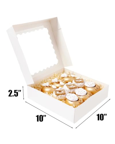 Bakepacker Auto-pop Up Pie Boxes 10x10x2.5 inches, 36pcs, White - color: White