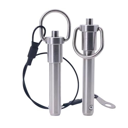 Stainless Steel Ring Quick-Release pin, Grip Button Locking pin, Ball Locking pin, with Safety Rope (Dia:1/4, L:2in) - size: L:2in