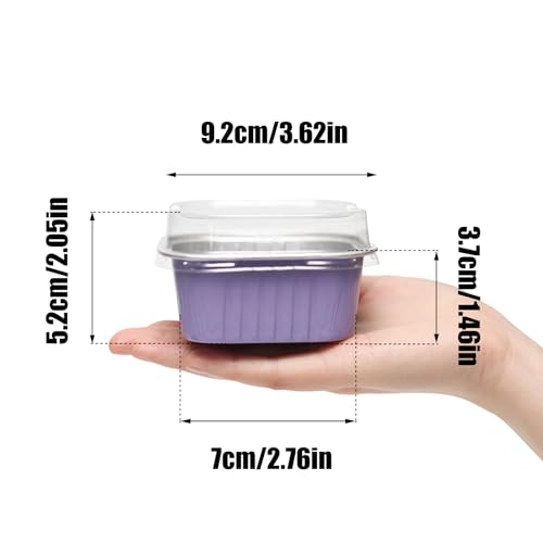 50 Pack 5oz Mini Square Cake Pans with Lids, Purple and Blue - color: Purple and Blue, size: Square