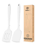 BUNDLEPRO Silicone Spatula, Solid & Slotted Turner, One-Piece, 2 Pack,White - color: White