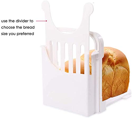 Fastwolf Bread Slicer,Adjustable Toast Slicer Toast Cutting Guide for Homemade Bread,Foldable Bread Toast Slicer Bagel Loaf Slicer Sandwich Maker Toast Slicing Machine with 5 Slice Thicknesses (White)