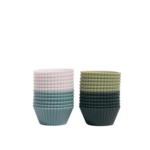The Silicone Kitchen Reusable Mini Silicone Baking Cup, Non-Toxic, BPA Free, Dishwasher Safe, Mini, 24 Pack, White Blue Green - size: Mini