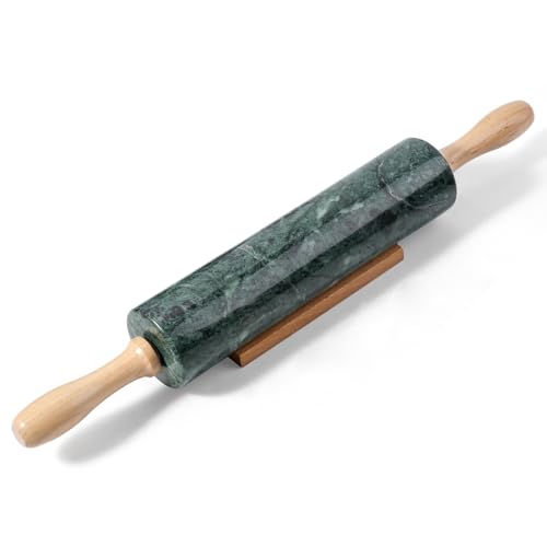 Koville Indian Green Marble Rolling Pin, Non-Stick Stone Dough Roller, 18 Inch Rolling Pin for Baking,Pasta, Dumpling, Ravioli, Fondant,Pie Crust, Kitchen Baking Pastry Tools, Kitchen Essential - color: Indian Green