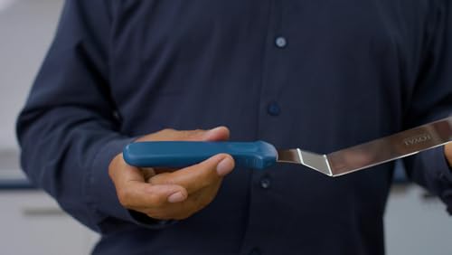 Loyal Bakeware Frosting Icing Spatula with Blue Plastic Handle and 6 Inch Offset Angled Blade - size: 6 Inch Angled