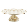 MACKENZIE-CHILDS Pedestal Platter, Mini, Brown-and-White Mocha Check - color: Mocha Check, size: Mini