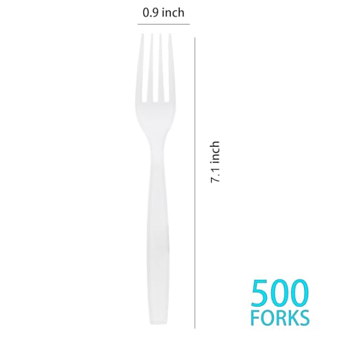 MOACOCK 500 Count Heavy Weight White Plastic Forks - color: White