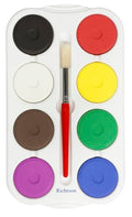Jack Richeson Tempera Paint Cake Set with Tray, Assorted Colors, 8 Cakes and 1 Brush