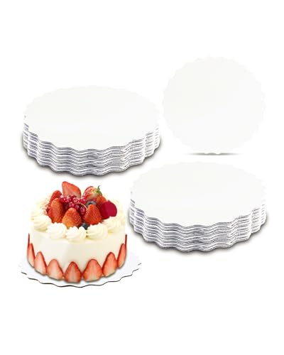 qiqee 6 Inch White Wave Cake Boards Round 15-Packs Circles Rounds Base Food-Grade Cardboard Wave Cake Plate（Thinner But Stronger） - color: White, size: 6 inch / 15Pcs