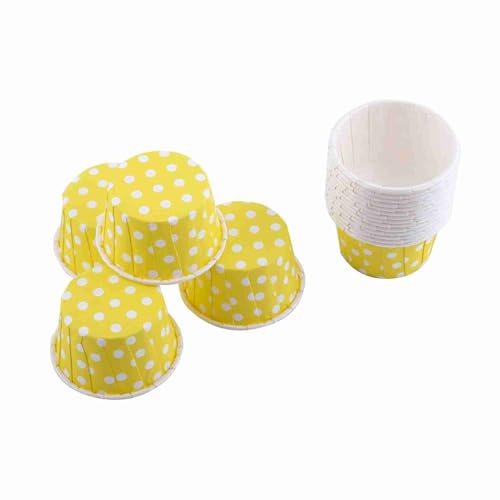 100Pcs Polka Dot Baking Cups, Mini Muffin Cupcake Liners (Yellow) - color: Yellow