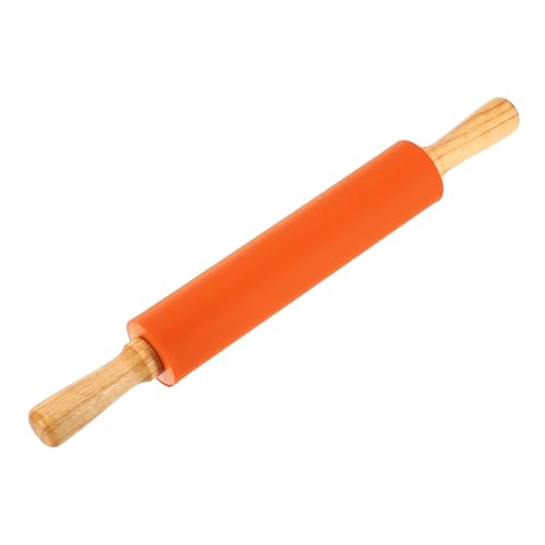 uxcell 9.6 Inch Silicone Rolling Pin Small Dough Roller Orange - color: Orange, size: 9.6 Inch