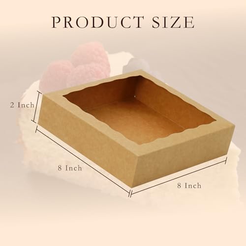 50 Pack Pie Boxes 8x8x2 Inch Bakery Boxes Cookie Box Treat Box - color: Brown