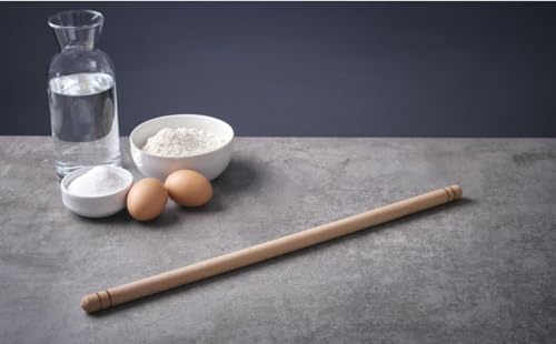 Turkish Rolling Pin, Natural Beech Wood Oklava for Baklava, Phyllo Dough, Pizza, Ravioli, Pasta & Pastry Baking, 18.7 x 0.75 in