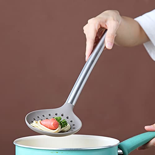 Berglander Skimmer, Non-stick Silicone Strainer, Kitchen Cooking Skimmers For Non-Stick Cookware, Dishwasher Safe, Easy to Clean - style: h. Skimmer