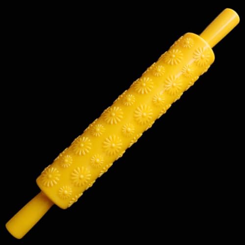 Ciieeo 4Pcs Embossed Rolling Pins Food Grade Fondant Cake Decorating Tool for Sugar Paste Marzipan Pastry Dough Pie Crust Diy Baking and Craft Clays 14.17In