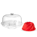 Twine Multi-Functional Acrylic Server with Bundt Cake Mold, Dessert Serving Platter Set, Cake Pan, Cake Stand, Clear Acrylic, Silicone, 4-Piece Set - color: Clear Acrylic and Silicone