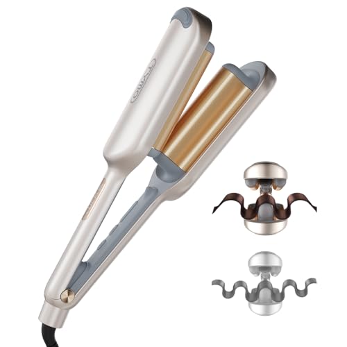 Curling Iron Hair Crimper Waver, TYMO ROVY Beach Waves Hair Curler - color: Elegant Gold, size: 1.25 Inch