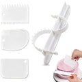 4Pcs Cake Decorating Tools Set, 1 Cake Arch Guide Tool & 3 Cake Scraper Smoother, Adjustable Arc Divider, Fondant Icing Smoothing Tools for DIY Cakes, Bread and Desserts