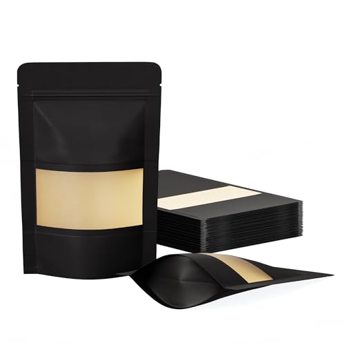 FireKylin 100 Pcs Resealable Bags, Matte Window, Paper, Black,3.9 x 5.9 in - color: Black, size: 3.9"x 5.9"