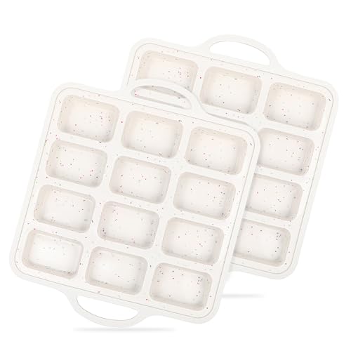 Silicone Mini Loaf Pan 2 Pack with Reinforced Metal Frame 12-Cavity - color: Cream 12-Cavity
