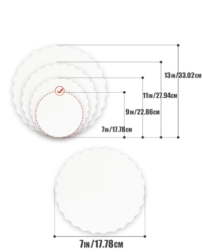 qiqee 7 Inch White Wave Cake Boards Round 15-Packs Circles Rounds Base Food-Grade Cardboard Wave Cake Plate（Thinner But Stronger） - color: White, size: 7 inch / 15Pcs